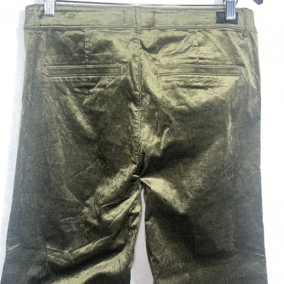 Paige Clean Front Leenah Trousers Flare Corduroy Pants Brushed Dark Olive 29 - Picture 5 of 15